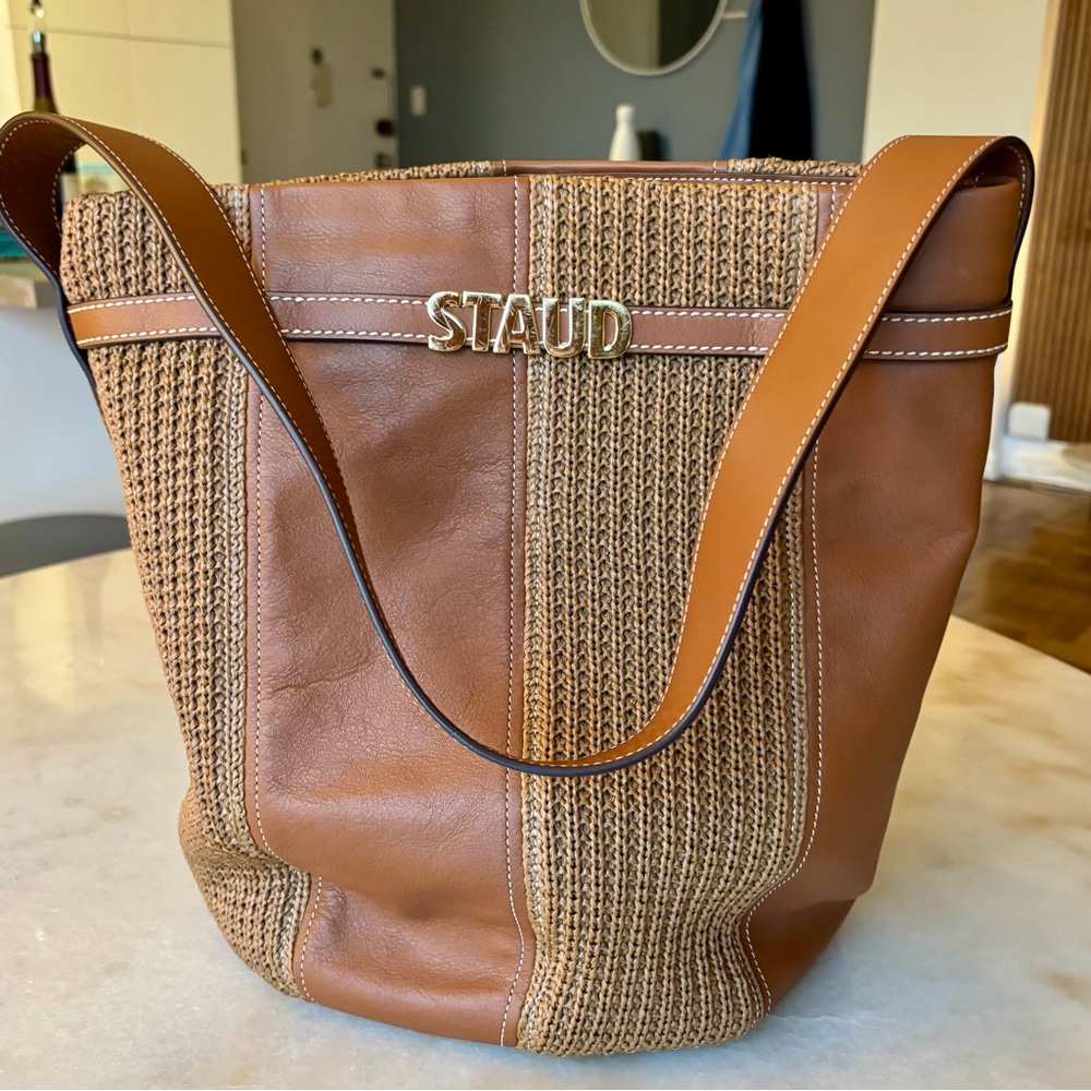 STAUD Tan and Brown Cabana Tote Bag - Picture 5 of 11